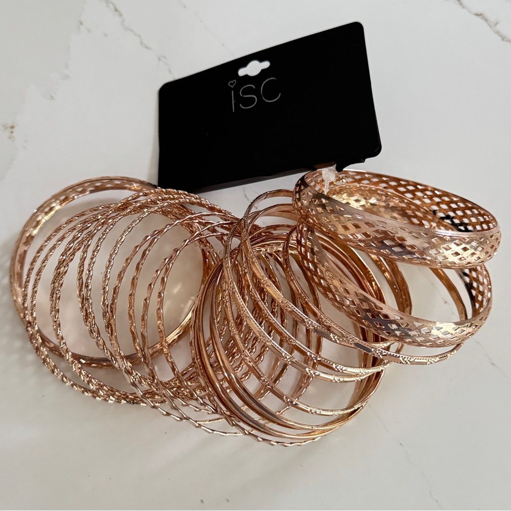 51 pcs Rose Gold Bangle Bracelet Set Bundle - Picture 5 of 9